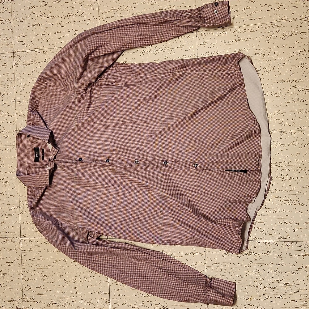 Hugo Boss Canclini Red & White Long Sleeve Button Down Slim Casual Dress Shirt